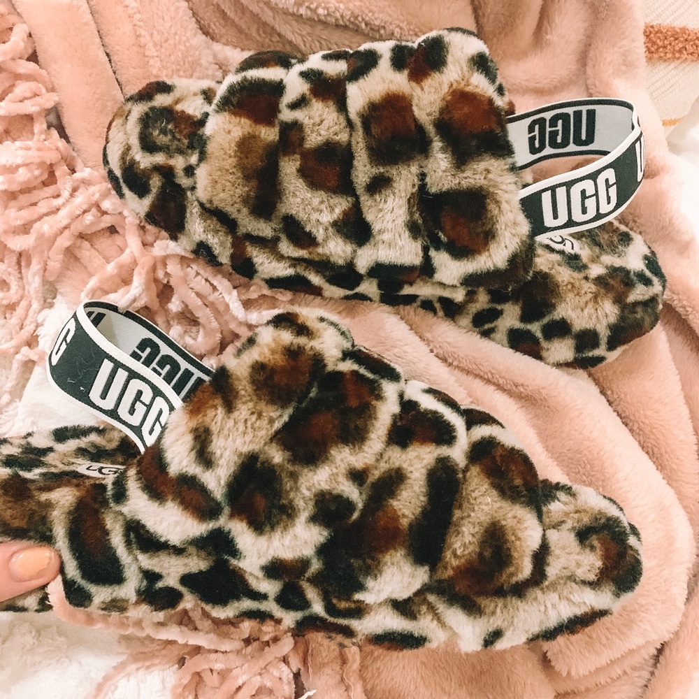 Leopard Platform Ugg Slippers
